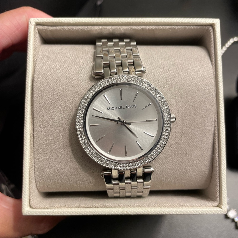 Michael Kors Silver-Tone Women's Watch with Crystal Accents